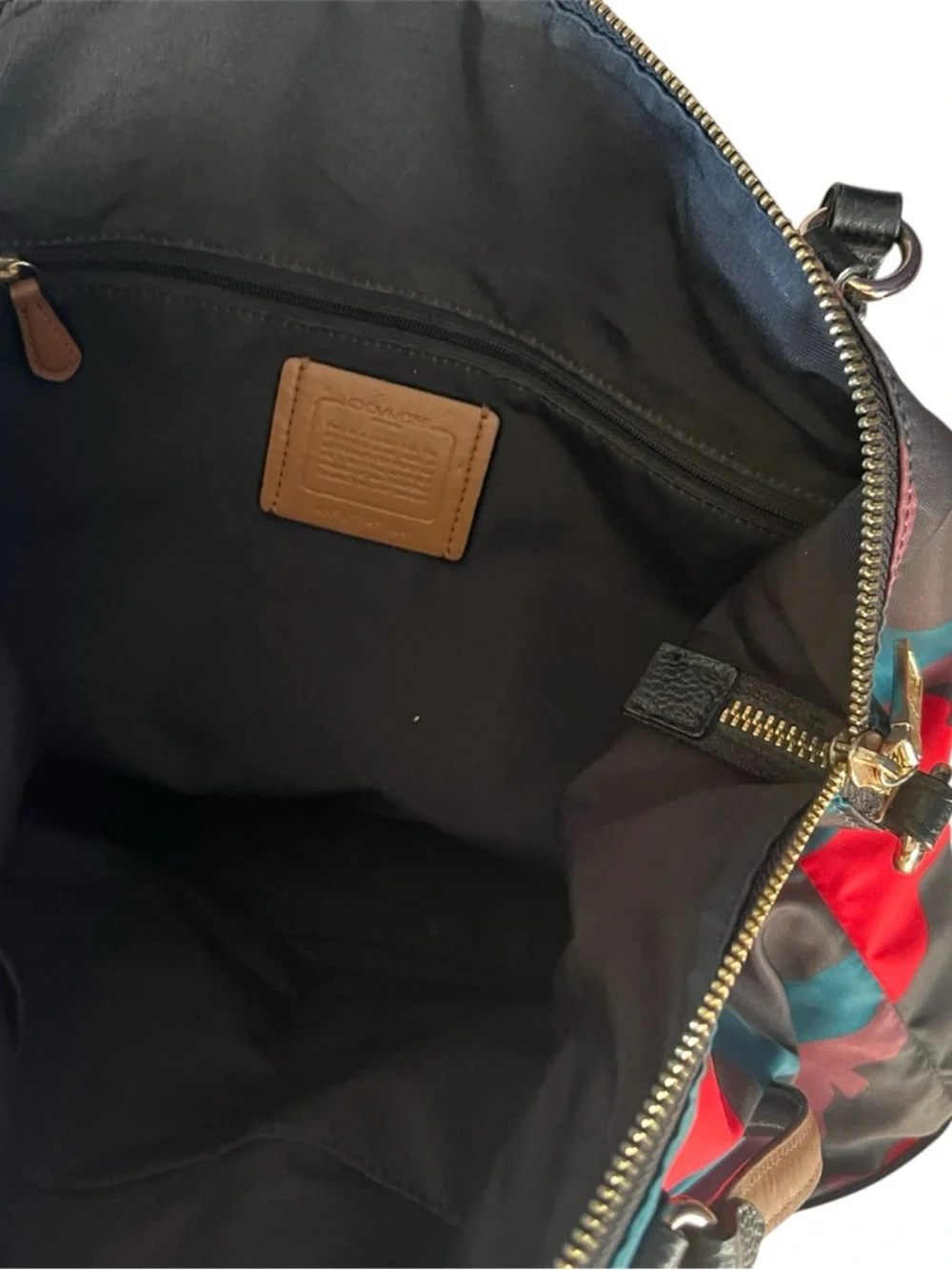 Coach MultiColor Camouflage Nylon and Leather Satchel